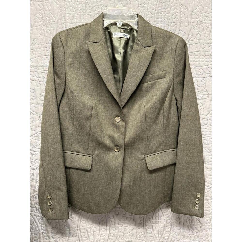 Pendleton Vintage Blazer 100% Virgin Wool Brown Jacket‎ 2 Button Size Medium